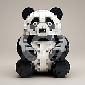 Bold And Angular Lego Panda Bear In Vray Style