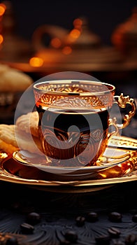 Bold and aromatic Arabian black coffee, a traditional brew of rich flavors