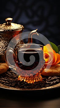 Bold and aromatic Arabian black coffee, a traditional brew of rich flavors