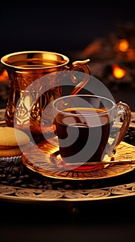 Bold and aromatic Arabian black coffee, a traditional brew of rich flavors