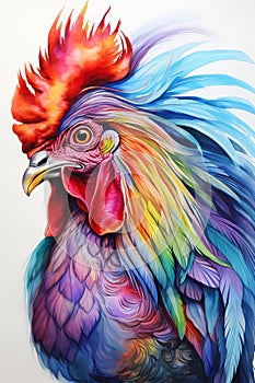 Bold and Beautiful: A Regal Rooster Illustration in Rich, Viscou
