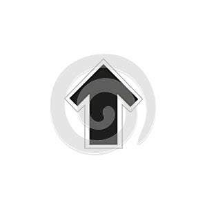 A bold black arrow pointing upwards is centered on a white background