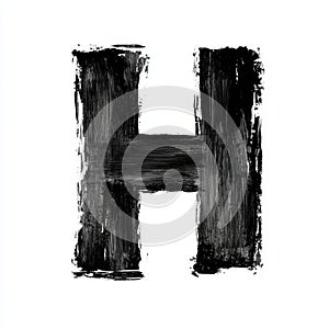 A bold, black brushstroke letter 