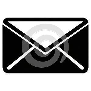Black Silhouette Icon of an Envelope with White Outline on White Background mail email