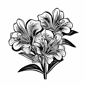 Bold Black And White Lily Flowers In Bouquet Vector Drawing