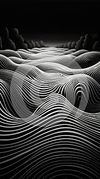 Bold Black And White Op Art River Landscape Scene photo
