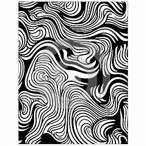 Bold Black And White Wavy Design Canvas Printing