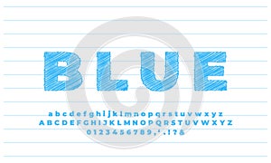 Bold blue sketch text effect or font effect style design