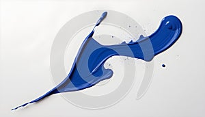 bold blue stroke of paint with brush marks on a white background