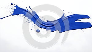 bold blue stroke of paint with brush marks on a white background