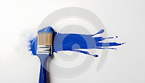 bold blue stroke of paint with brush marks on a white background