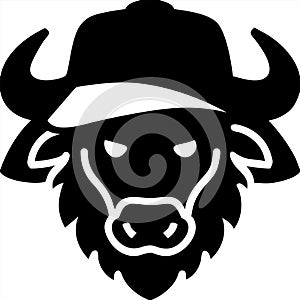Bold Bull Head Wearing Cowboy Hat Vector Logo for Branding and Merchandise Design photo