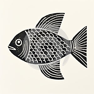 Bold And Cartoonish Fish Print Inspired By Mark Briscoe And Rockwell Kent