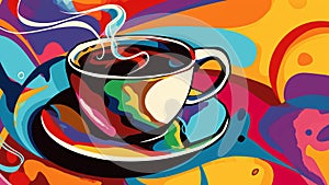 Bold Coffee Art A Vibrant Pop Masterpiece for Caffeine Enthusiasts