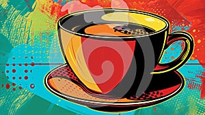 Bold Coffee Art A Vibrant Pop Masterpiece for Caffeine Enthusiasts