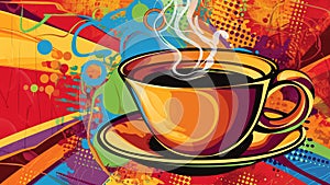 Bold Coffee Art A Vibrant Pop Masterpiece for Caffeine Enthusiasts