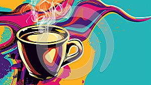 Bold Coffee Art A Vibrant Pop Masterpiece for Caffeine Enthusiasts