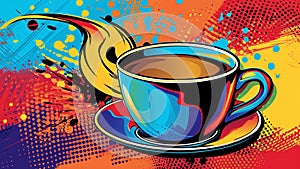 Bold Coffee Art A Vibrant Pop Masterpiece for Caffeine Enthusiasts