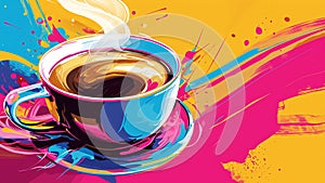 Bold Coffee Art A Vibrant Pop Masterpiece for Caffeine Enthusiasts