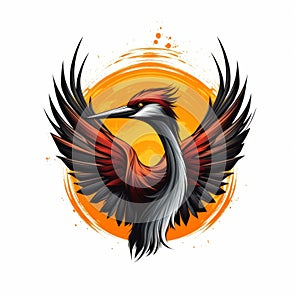 Bold And Colorful Crane Bird Vector Logo Design