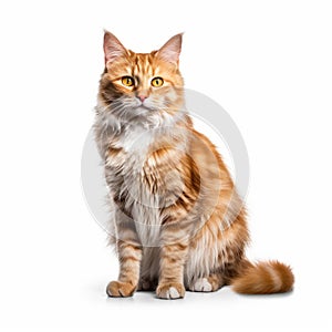 Bold And Colorful Dutch-style Manx Cat Portrait On White Background