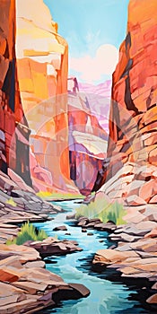 Bold And Colorful Grand Canyon River Painting