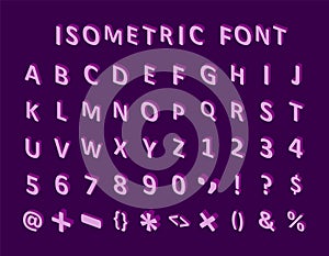 bold colorful isometric pixel 3d font. modern bright uppercase geometric alphabet letters set. stock vector