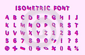 bold colorful isometric pixel 3d font. modern bright uppercase geometric alphabet letters set. stock vector