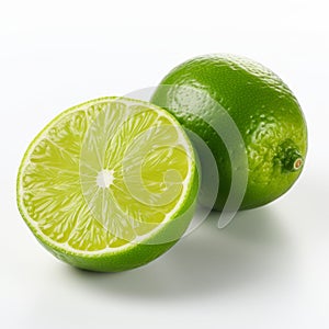 Bold And Colorful Lime Slices On White Background photo