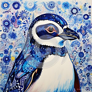 Bold And Colorful Penguin Painting With Australian Motifs photo