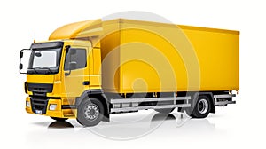 Bold And Colorful Yellow Truck On White Background