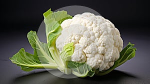 Bold Colorism: White Cauliflower On Black Background photo