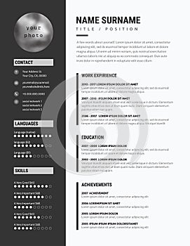 Bold CV / resume - minimalist modern sleek design - black