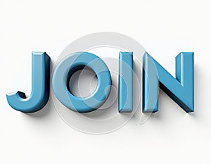 Bold 3D blue JOIN text on a plain white background.