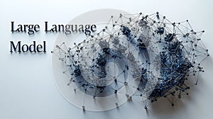 A bold 3D rendering of the text "Large Language Model" on a crisp white background, with soft shadows adding depth.
