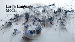 A bold 3D rendering of the text "Large Language Model" on a crisp white background, with soft shadows adding depth.