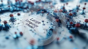 A bold 3D rendering of the text "Large Language Model" on a crisp white background, with soft shadows adding depth.