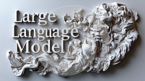 A bold 3D rendering of the text "Large Language Model" on a crisp white background, with soft shadows adding depth.