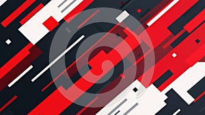Bold dark red backdrop complements dynamic geometric shapes, evoking a sense of speed and energy in sports photo