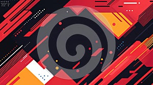 Bold dark red backdrop complements dynamic geometric shapes, evoking a sense of speed and energy in sports photo