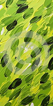 Bold And Detailed Abstract Painting Of Green Leaves photo