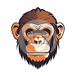 Bold And Detailed Chimpanzee Head Vector Illustration