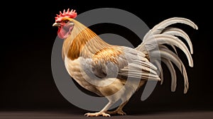 Bold And Detailed Rooster Photo In Light Gold And White