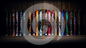 Bold And Distressed: Captivating Skis And Snowboards In Precisionist Style photo