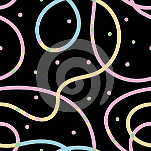 bold doodle lines seamless pattern. Abstract modern squiggle wavy ornament background. Fun colorful line Creative