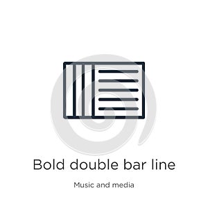 Bold double bar line icon. Thin linear bold double bar line outline icon isolated on white background from music and media