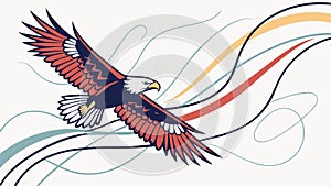 Bold Eagle in Flight with Dynamic Abstract Color Streaks, vector design Generative AI