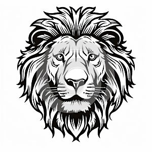 Bold And Exotic Black And White Lion Head Illustration