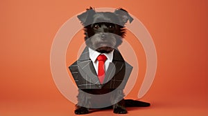 Bold Fashion Photography: Black Dog In Paper Suit With Tie