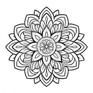 Bold Floral Mandala: A Black And White Nature-inspired Holotone Print